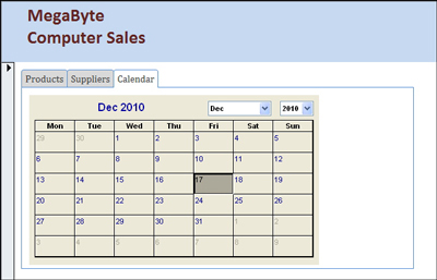 Microsoft Access 2010 using form tabs, duplicate records, calendar control