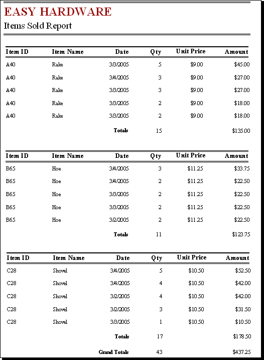 report totals in Microsoft Access 2003