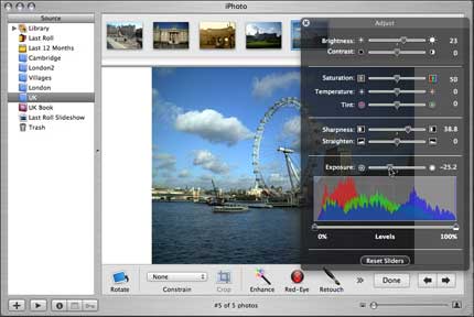 IPhoto 5 rotate, crop and adjust colour of photos
