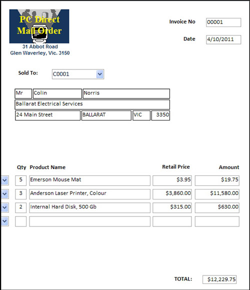 Microsoft Access 2013 formatting an invoice system