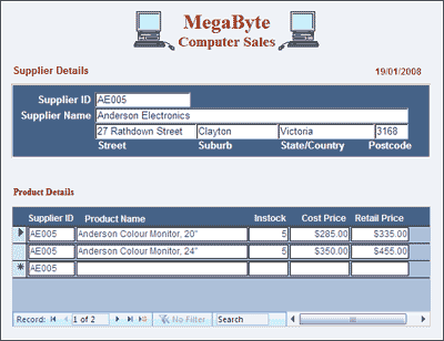 Microsoft Access 2010 relational database